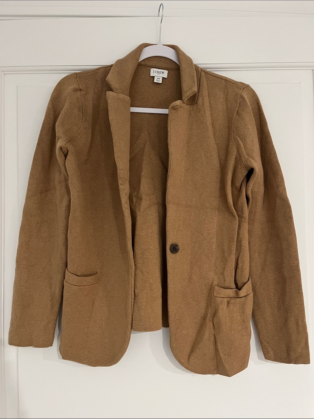 J. Crew Camel Open-Front Wool-Blend Blazer